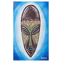 'Nipa Hia Mua' - Acrylic on Canvas African Mask Impressionist Painting