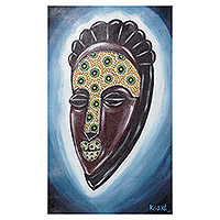 'Adorable Mask' - Acrylic Impressionist Painting of Traditional African Mask