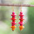 Wood beaded dangle earrings, 'Sweet Steps' - Handcrafted Vibrant Sese Wood Beaded Dangle Earrings (image 2) thumbail