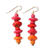 Wood beaded dangle earrings, 'Sweet Steps' - Handcrafted Vibrant Sese Wood Beaded Dangle Earrings thumbail