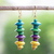 Wood beaded dangle earrings, 'Colorful Steps' - Handcrafted Colorful Sese Wood Beaded Dangle Earrings