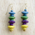 Wood beaded dangle earrings, 'Colorful Steps' - Handcrafted Colorful Sese Wood Beaded Dangle Earrings