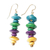 Wood beaded dangle earrings, 'Colorful Steps' - Handcrafted Colorful Sese Wood Beaded Dangle Earrings