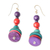 Wood beaded dangle earrings, 'Purple Style' - Colorful Coconut Shell and Wood Beaded Dangle Earrings thumbail