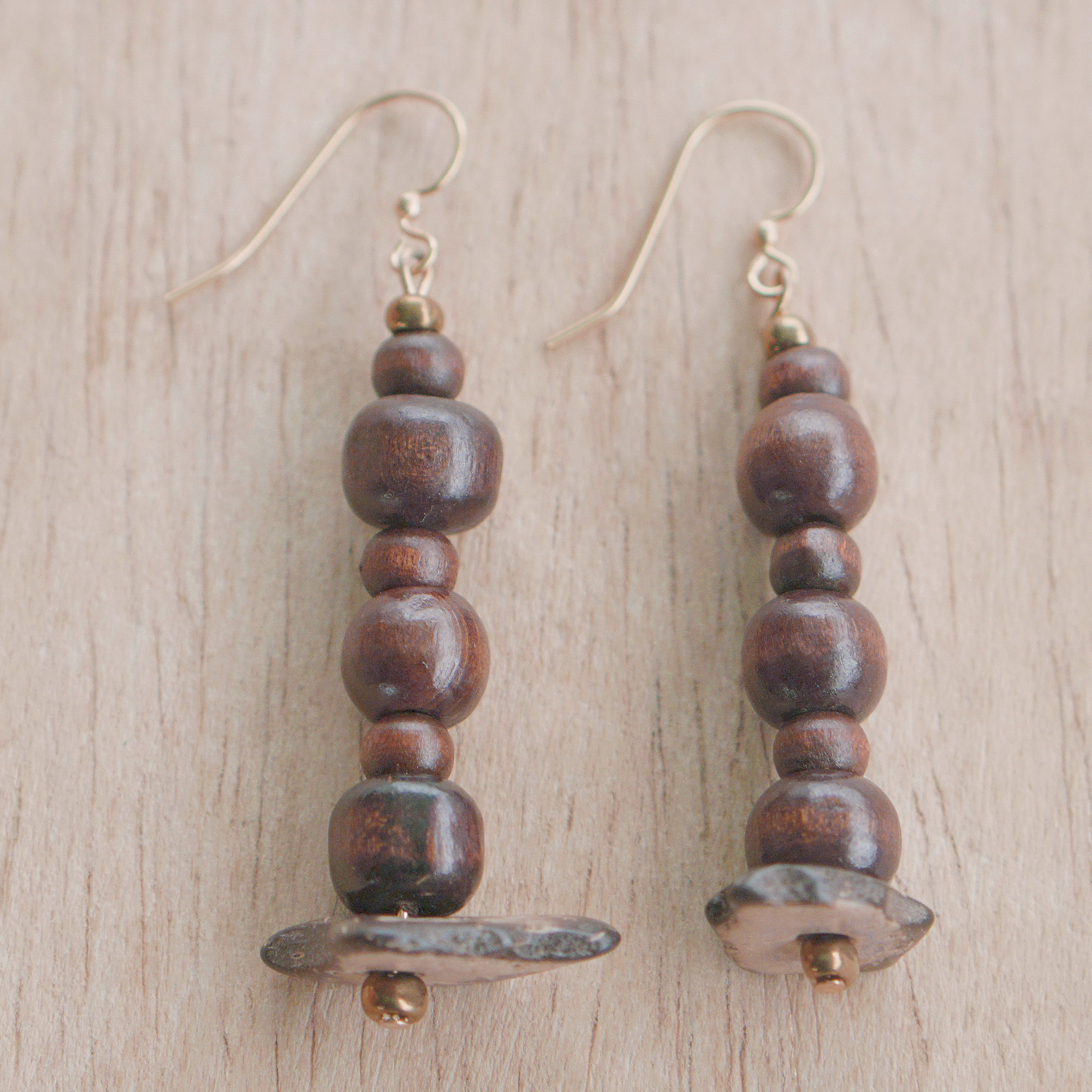 Kiva Store  Sese Wood Coconut Shell and Plastic Earrings from