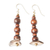 Wood beaded dangle earrings, 'Forest Blessing' - Handcrafted Sese Wood and Coconut Beaded Dangle Earrings