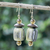 Glass beaded dangle earrings, 'Eco Elegance' - Eco-Friendly Glass and Sese Wood Beaded Dangle Earrings (image 2) thumbail