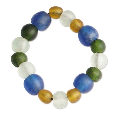 Eco-Friendly Glass and Sese Wood Beaded Stretch Bracelet