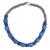 Recycled glass beaded necklace, ' Adom Nkoaa' - Handcrafted Blue and Black Glass Beaded Necklace thumbail