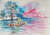 'Pink Sailing' - Stretched Signed Impressionist Painting of Tropical Scene