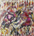 'Rhythm Makers' (2022) - Pintura cubista acrílica sin estirar en una combinación de colores cálidos