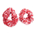 Cotton scrunchies, 'Thankful Crimson' (pair) - Pair of Red and White Patterned Cotton Scrunchies from Ghana