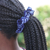 Cotton scrunchie, 'Sea Flower' - Patterned Blue Cotton Scrunchie Crafted in Ghana