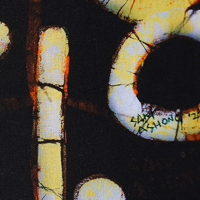 Pintura batik - Batik sobre Algodón Números y Símbolos Cuadro Moderno con Tapete