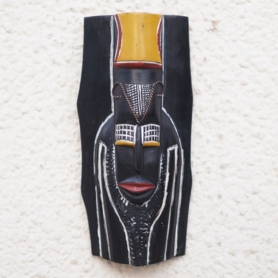 Afrikanische Holzmaske - Traditionelle afrikanische Sese-Holzmaske mit Aluminiumakzenten