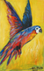 'Colorful Bird in Space II' - Acrylic on Canvas Painting of Colorful Parrot from Ghana