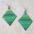 Bamboo and silk dangle earrings, 'Green Trends' - Green Bamboo Dangle Earrings with colourful Silk Threads