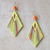 Bamboo and silk dangle earrings, 'Sunrise Queen' - Yellow Bamboo Dangle Earrings with colourful Silk Threads