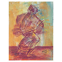 'Dancing Man' - Pintura expresionista acrílica estirada de Dancing Man