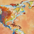 'World Map II' - Pintura impresionista acrílica de tonos cálidos de los continentes