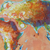 'Weltkarte II' - Warmtonige Acryl-Impressionistenmalerei der Kontinente