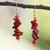 Agate and recycled glass beaded dangle earrings, 'Crimson Maiden' - Natural Red Agate Dangle Earrings with Recycled Glass Beads (image 2) thumbail