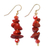 Agate and recycled glass beaded dangle earrings, 'Crimson Maiden' - Natural Red Agate Dangle Earrings with Recycled Glass Beads thumbail