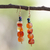 Recycled glass beaded dangle earrings, 'Unique Sunset' - Recycled Glass Beaded Dangle Earrings in Warm and Dark Hues