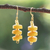 Recycled glass beaded dangle earrings, 'Sunshine Maiden' - Yellow Recycled Glass Beaded Dangle Earrings from Ghana (image 2) thumbail