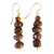 Agate beaded dangle earrings, 'Vitality Pieces' - Natural Agate Beaded Dangle Earrings with Brass Hooks