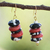 Recycled glass beaded dangle earrings, 'Kekele' - Eco-Friendly Glass Beaded Dangle Earrings in Red and Black (image 2) thumbail
