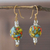 Recycled glass beaded dangle earrings, 'Amenuveve' - colourful Recycled Glass Beaded Dangle Earrings from Ghana