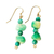 Agate and recycled glass beaded dangle earrings, 'Justice Charm' - Green Agate and Recycled Glass Beaded Dangle Earrings thumbail
