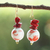 Ohrhänger aus recycelten Glasperlen - Rote und weiße Perlenohrringe aus recyceltem Glas