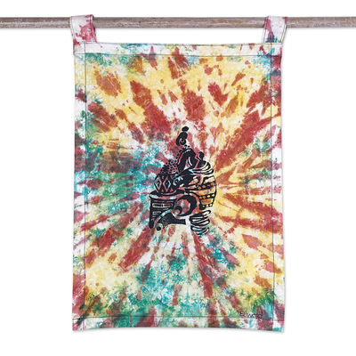 Wandbehang aus Baumwollbatik - Wandbehang aus Batik-Baumwolle mit Mutter-Kind-Detail