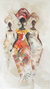 'Elegance' - Signed Expressionist Acrylic Painting of Ghanaian Women