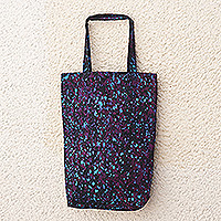 Batik cotton tote bag, ' Adira Sensations' - Handmade Batik Cotton Tote Bag with Vibrant Splatter Motifs