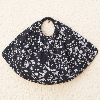 Batik cotton hobo bag, 'Sophisticated Nuse' - Handmade Batik Cotton Hobo Bag with Elegant Splatter Motifs