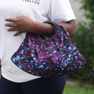 Batik cotton hobo bag, 'Vibrant Nuse' - Handmade Batik Cotton Hobo Bag with Vibrant Splatter Motifs