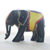 Figura de madera, 'Cultura Elefante I' - Figura de madera de sesé elefante rojo y amarillo pintada a mano