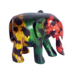 Wood figurine, 'Culture Elephant I' - Hand-Painted Multicolor Elephant Sese Wood Figurine
