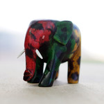 Wood figurine, 'Culture Elephant I' - Hand-Painted Multicolor Elephant Sese Wood Figurine