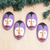 Wood ornaments, 'Dan Essence' (set of 4) - Set of 4 Handcrafted Purple Dan Mask Sese Wood Ornaments