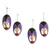 Wood ornaments, 'Dan Essence' (set of 4) - Set of 4 Handcrafted Purple Dan Mask Sese Wood Ornaments