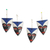 Wood ornaments, 'Sofo Spirit' (set of 4) - Set of 4 Hand-Painted Triangular Blue Sese Wood Ornaments