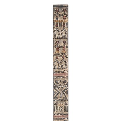 Panel en relieve de caoba - Panel de relieve de pared de caoba similar a un tablero dogon ghanés