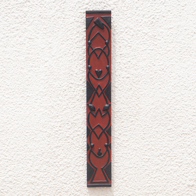 Panel en relieve de caoba - Panel en relieve de caoba similar a un tablero Dogon hecho a mano en Ghana