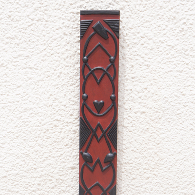 Panel en relieve de caoba - Panel en relieve de caoba similar a un tablero Dogon hecho a mano en Ghana