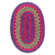 Raffia wall art, 'Queen's Happiness II' - Handwoven Oval Cerise and Sapphire Raffia Wall Art