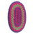 Raffia wall art, 'Queen's Happiness II' - Handwoven Oval Cerise and Sapphire Raffia Wall Art